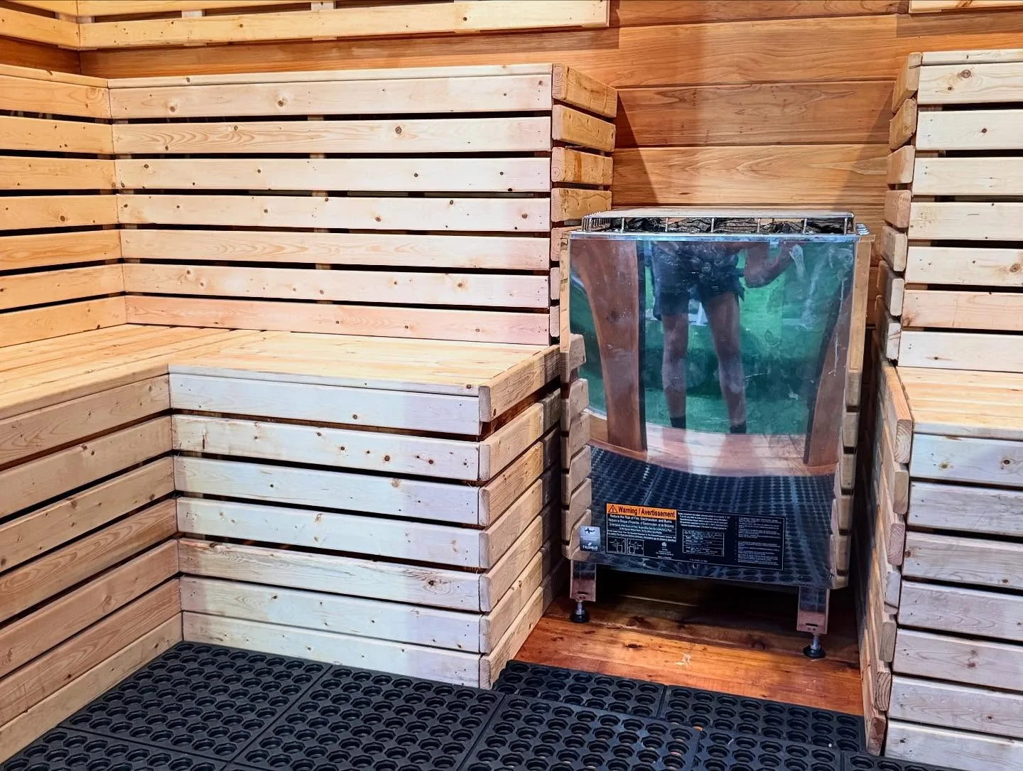Interior heater detail in commercial gym sauna