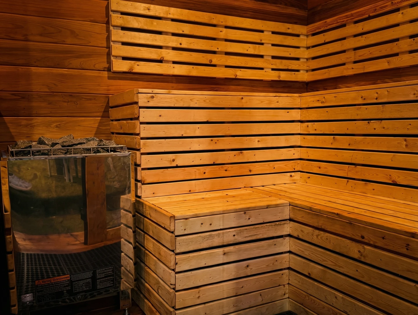 Commercial sauna cedar interior